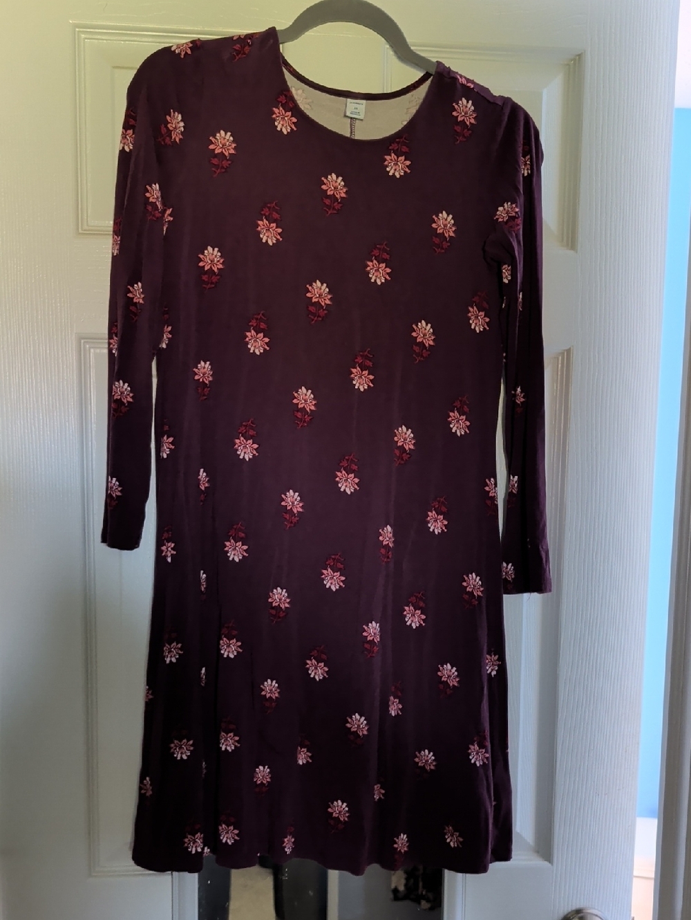 Old Navy Plum Long-Sleeve Floral Swing Dress